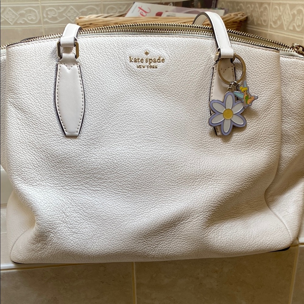 🧚Kate Spade Ivory Leather Satchel with Tinkerbell Charm